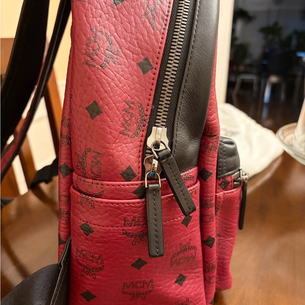 MCM Red and Black Logo Backpack - Picture 4 of 11